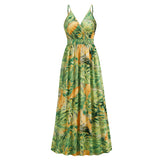 Tropical Floral Printed V-Neck Sundress