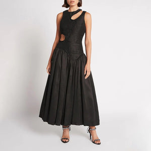 Bright Sleeveless Hollow Print Dress for Women
