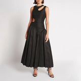 Bright Sleeveless Hollow Print Dress for Women