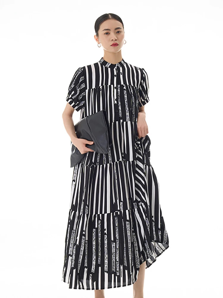 Striped Patchwork Pullover Shirt Dress
