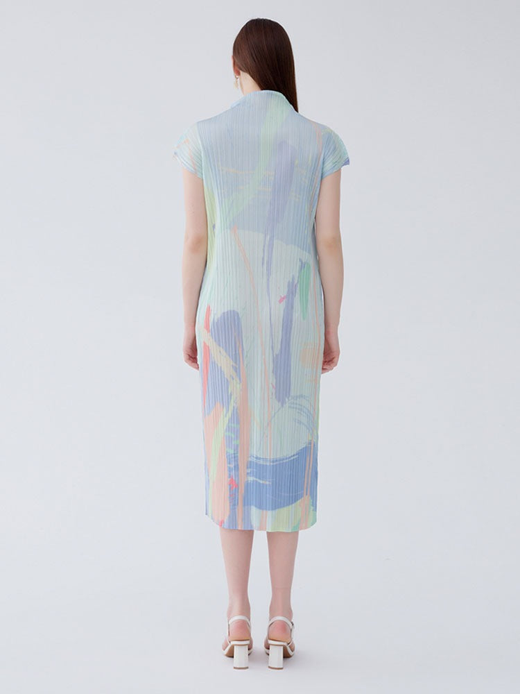Half-High Neck Medium Length Stretch Dress
