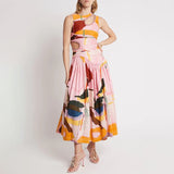 Bright Sleeveless Hollow Print Dress for Women