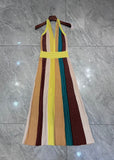 Bright Slim Fit Strap Neck Knitted Long Dress