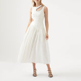 Bright Sleeveless Hollow Print Dress for Women