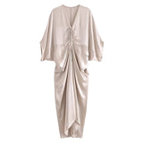 Ruched Satin Long Dress