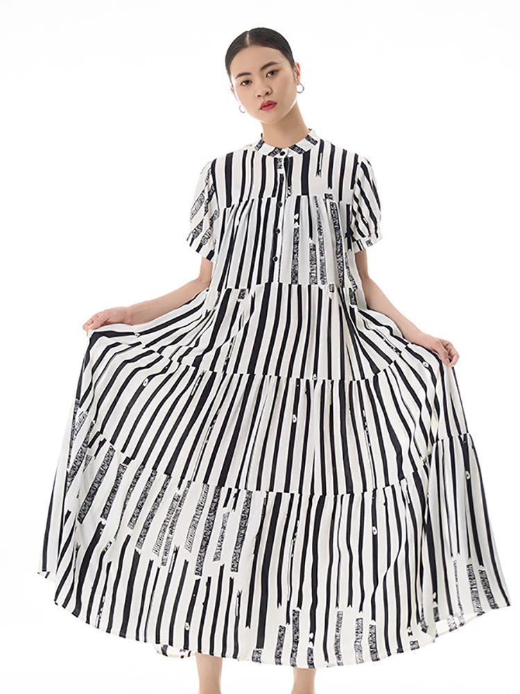 Striped Patchwork Pullover Shirt Dress