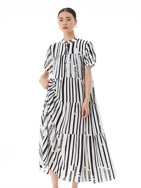 Striped Patchwork Pullover Shirt Dress