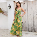 Tropical Floral Printed V-Neck Sundress