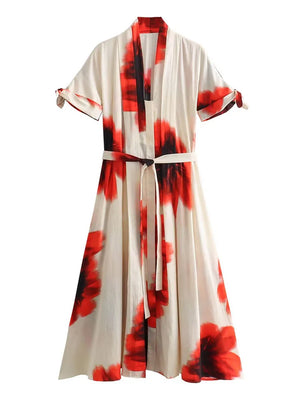 Bright Printed Shirt-Style Casual Dress for Women