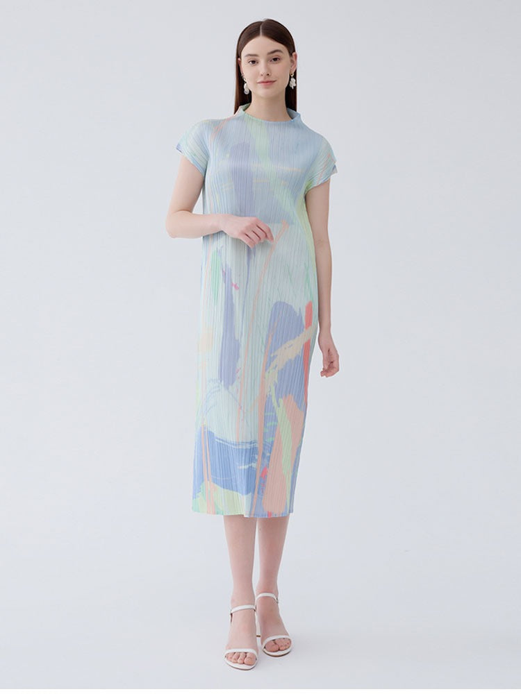 Half-High Neck Medium Length Stretch Dress