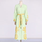 Lantern Sleeve Printed Long Dress