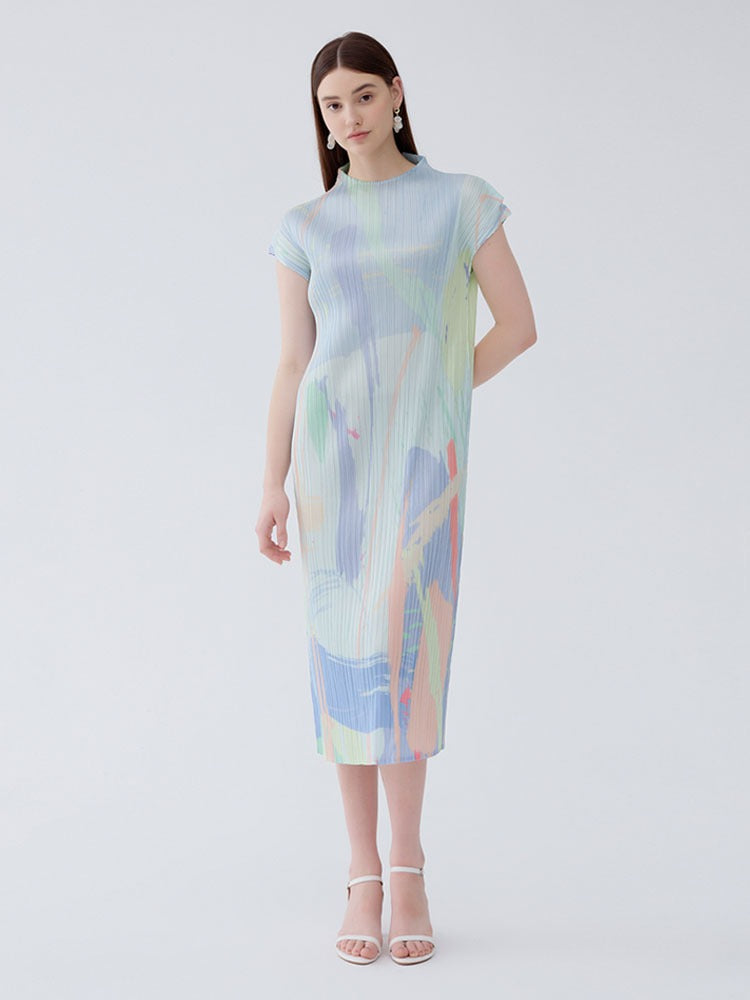Half-High Neck Medium Length Stretch Dress