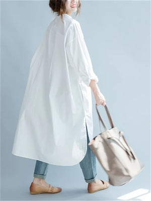 Oversized Linen Casual Shirt Dress