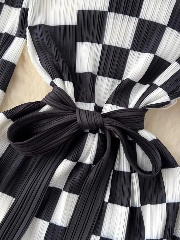 Black and White long belted dress