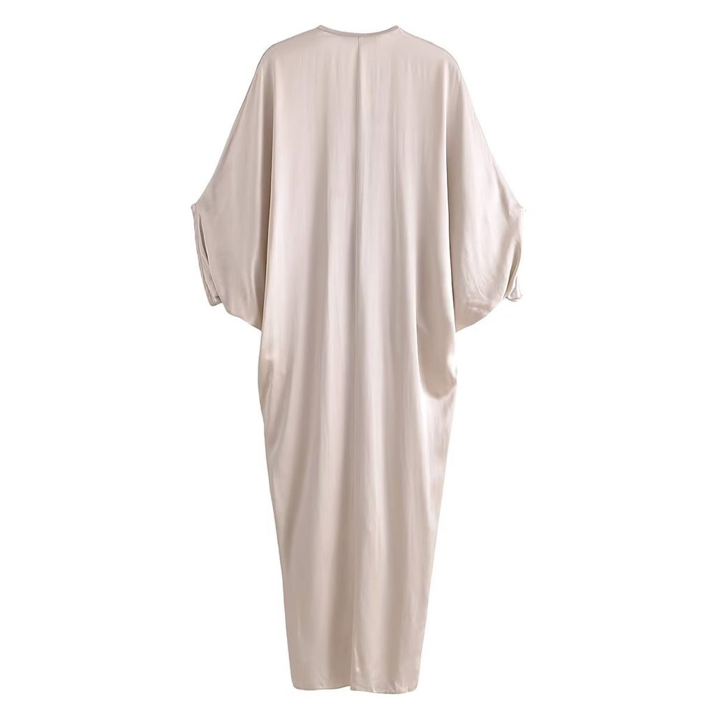 Ruched Satin Long Dress