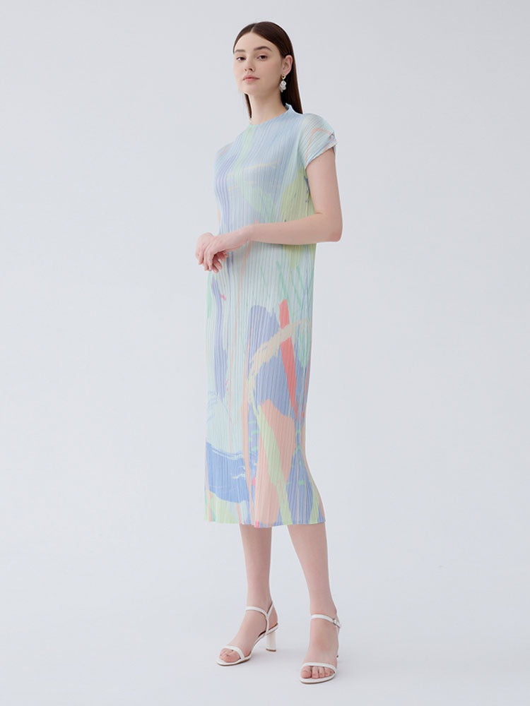Half-High Neck Medium Length Stretch Dress