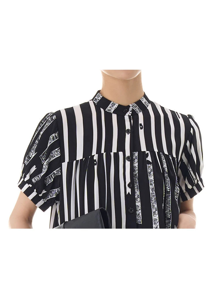 Striped Patchwork Pullover Shirt Dress