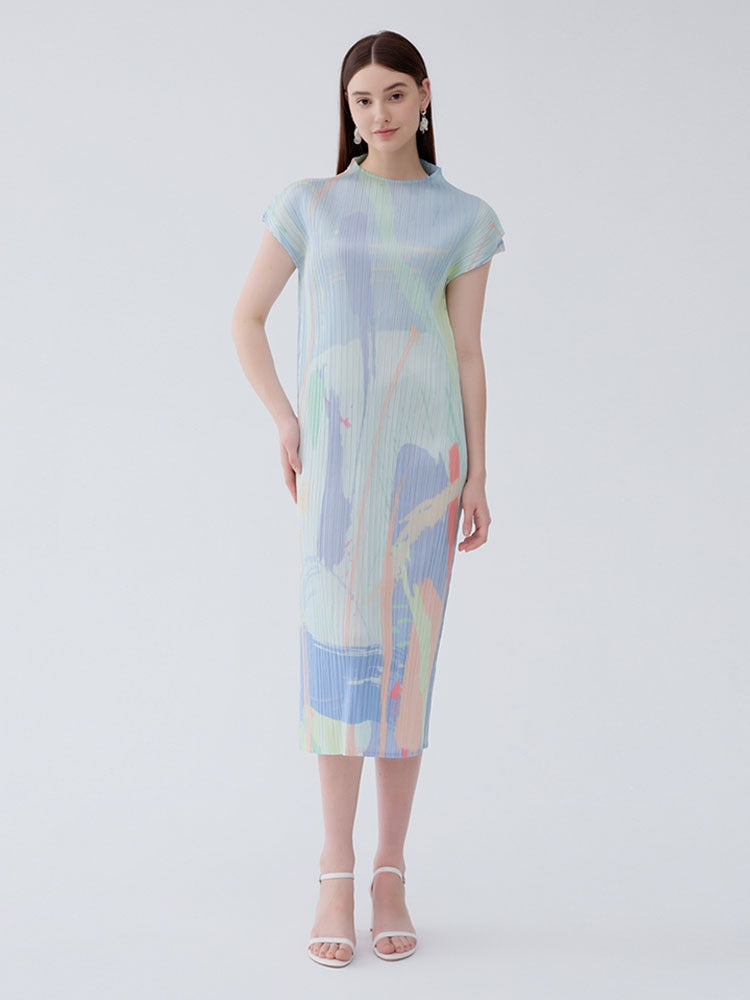 Half-High Neck Medium Length Stretch Dress
