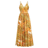 Tropical Floral Printed V-Neck Sundress
