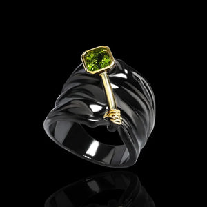 Black Gold & 925 Sterling Silver Cocktail Ring