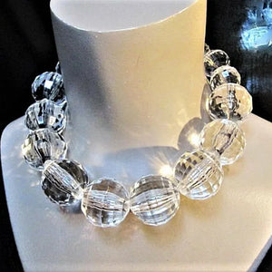Large Crystal Choker Necklace| Elegant Round Design