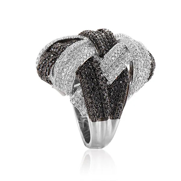 Luxury Geometric Weave CZ Ring| Statement Women’s Jewelry