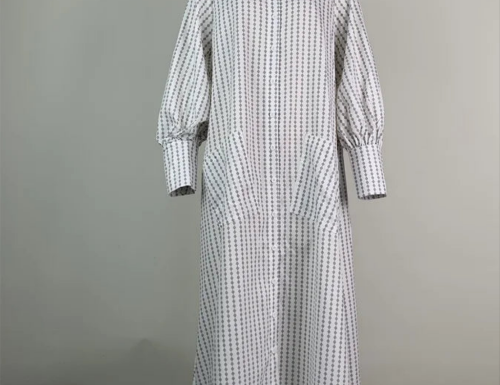 Buttoned Split-Side Cotton Maxi Shirt Dress