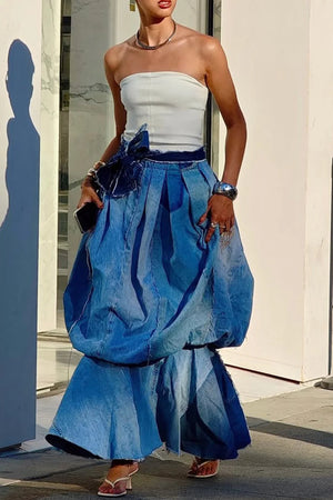 Plus Size Bubble Denim Skirt