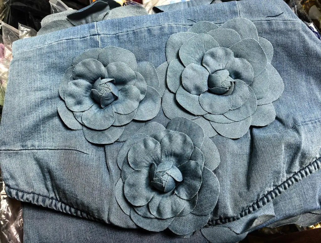 3D Flower Denim Mini Dress