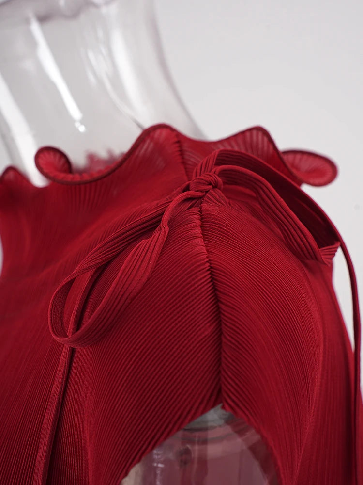 Elegant Ruffles Sleeveless Stretch Dress