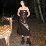 Faux Leather Strapless Two Pieces Set