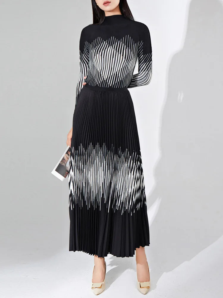 Lanrem Striped Pleated Two-Piece Set