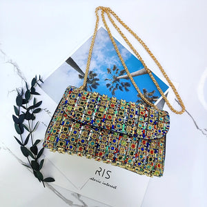 Crystal Embellished Handbag| Stylish Party Purse for Women