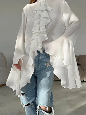 Chiffon Shirt Top with Flared Sleeves