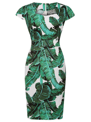 Color Vintage Pencil Dress – Slim Fit Knee-Length Elegant Dress