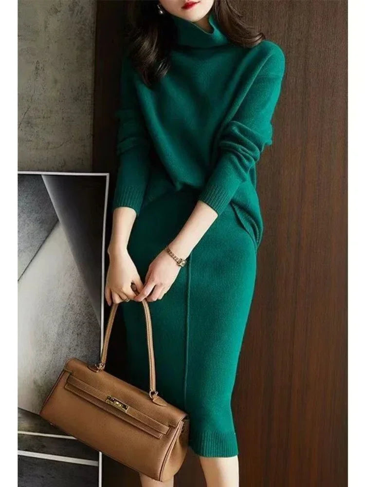 Fall 2025 Knit Sweater & Skirt Two-Piece Set for Women