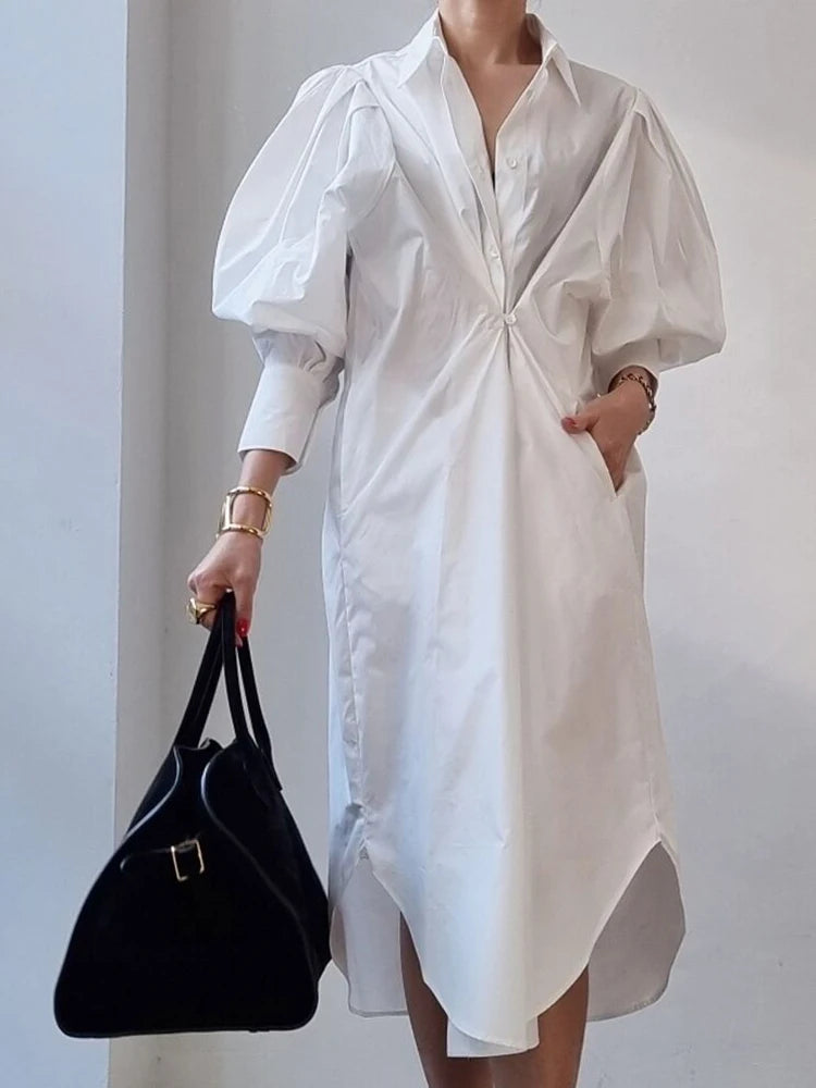 Cinched Waist Single Button Striped Dress