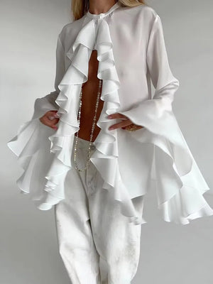 Chiffon Shirt Top with Flared Sleeves