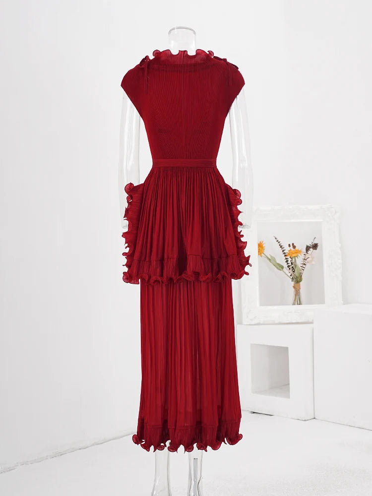 Elegant Ruffles Sleeveless Stretch Dress