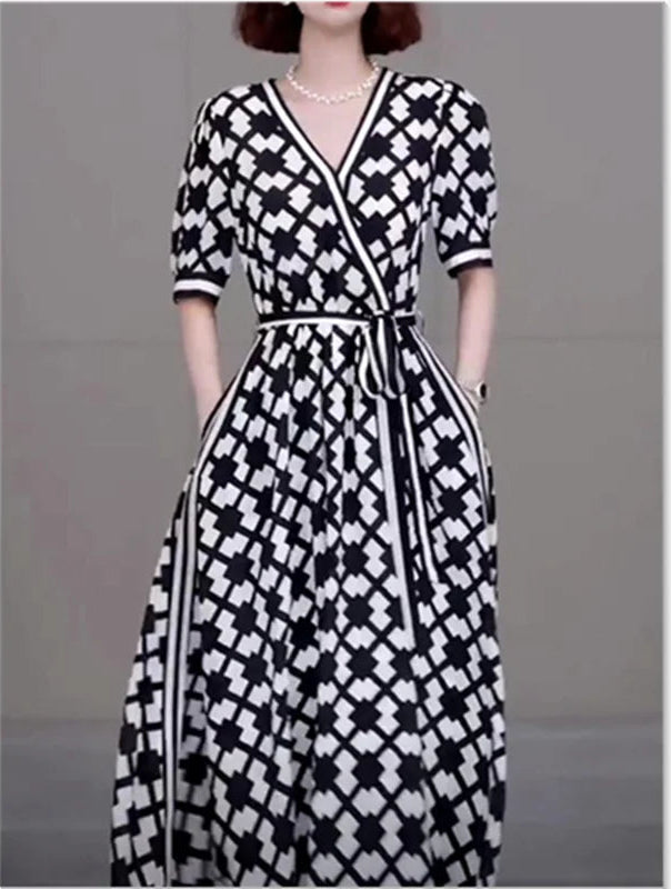 Midi Plaid Printed Dress