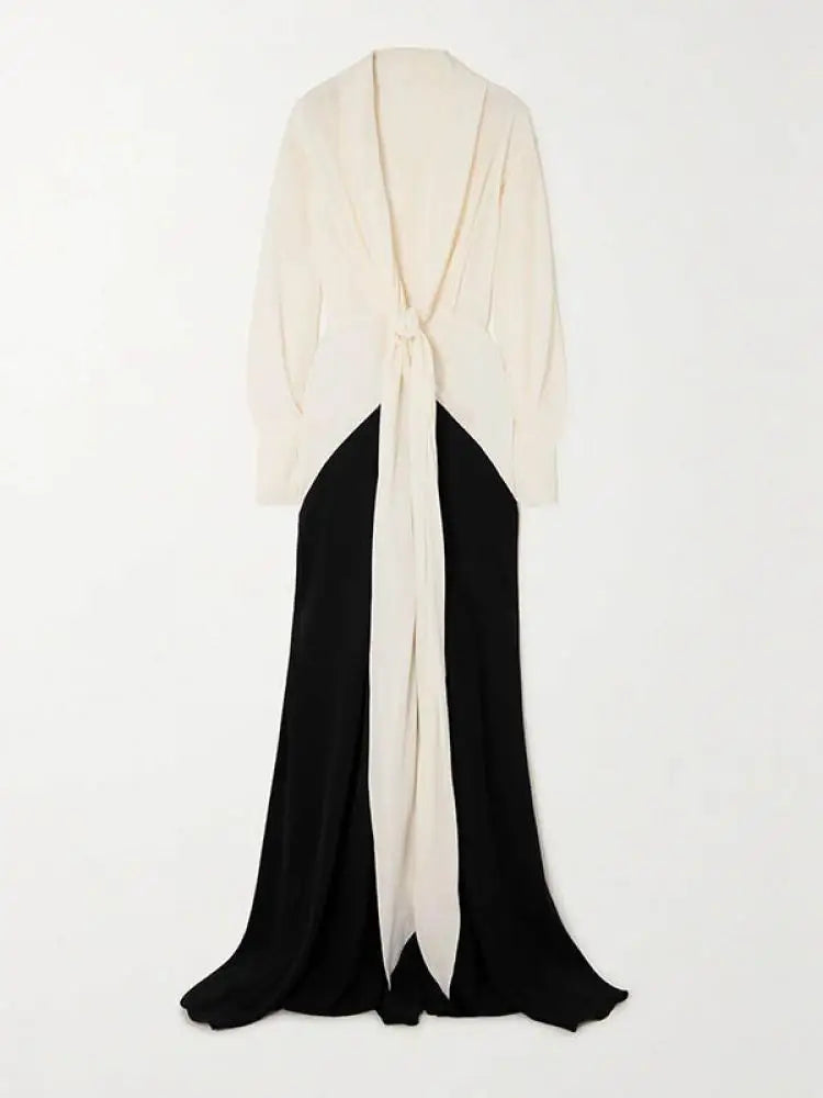 Elegant Lace-Up Floor-Length Dress