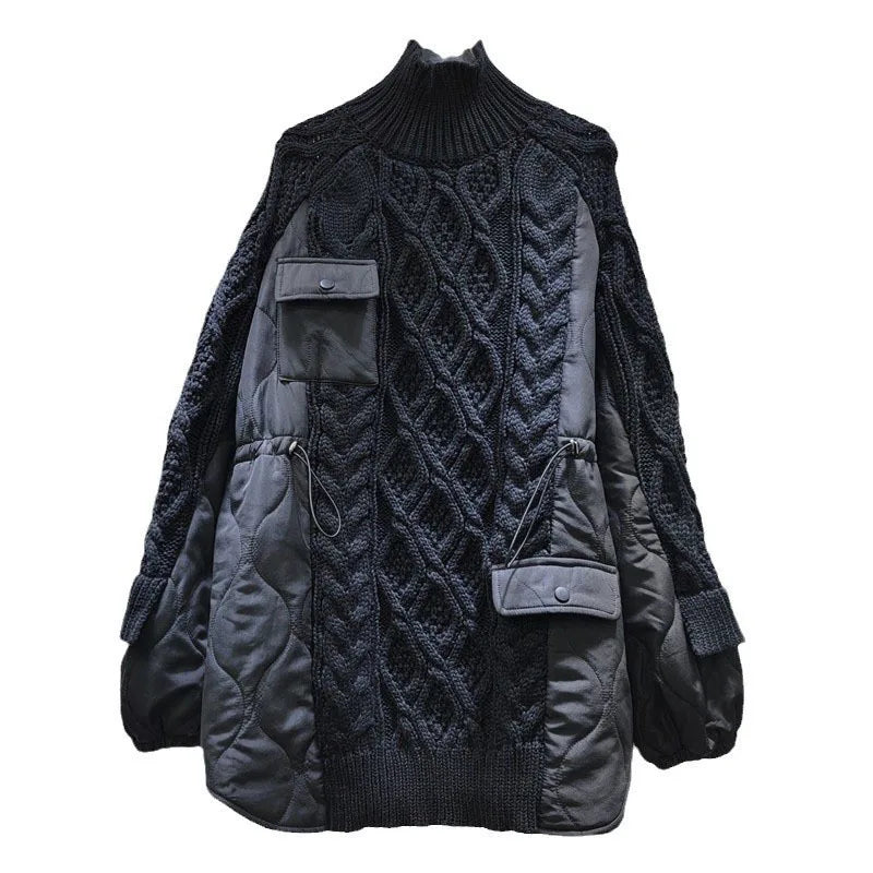 Woven Long Sleeved Turtleneck Sweater