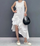 Asymmetrical Sleeveless Ruffled Dress
