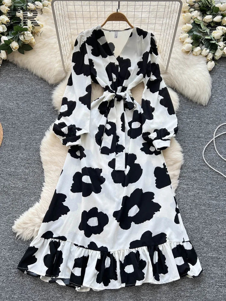 Bright Floral Vacation Dress| V Neck