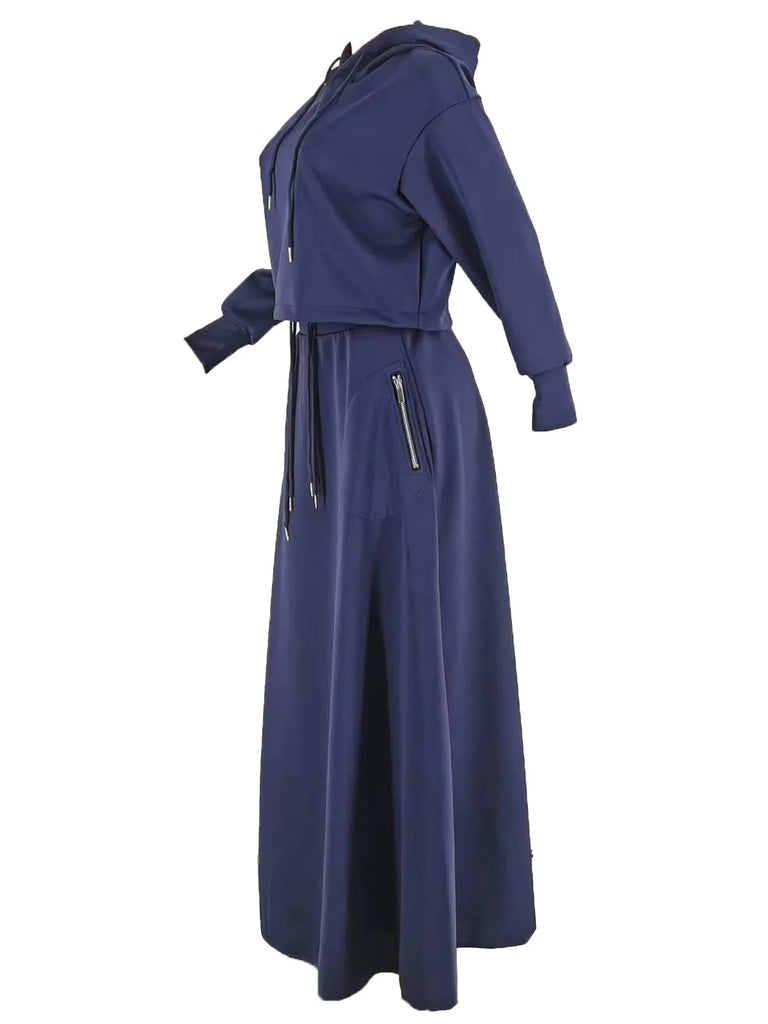 Bright Two-Piece Hoodie & Skirt Set for Women