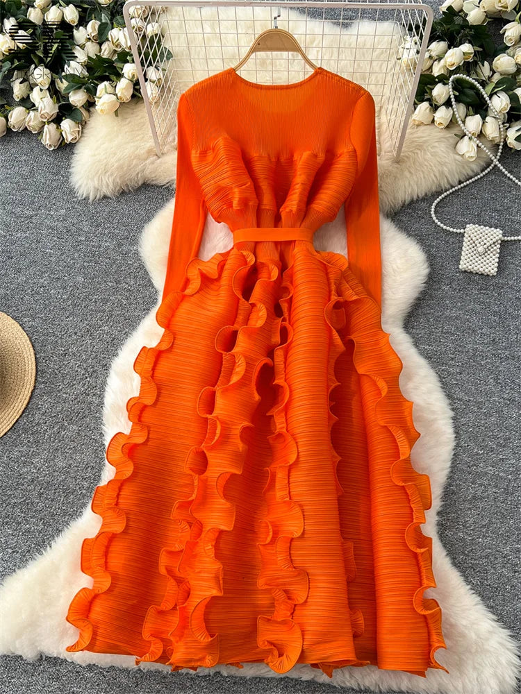 Bright Ruffles Luxury Maxi Dress