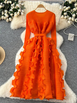 Bright Ruffles Luxury Maxi Dress