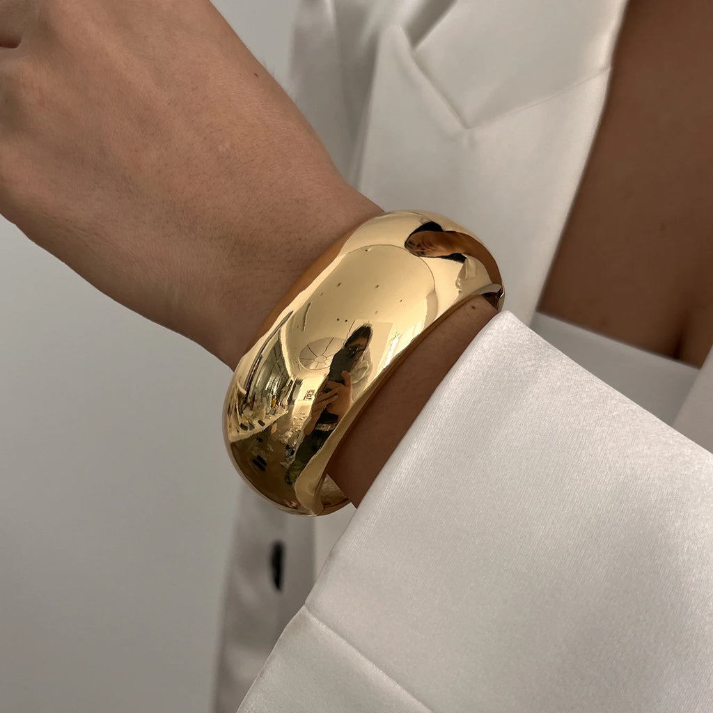 Chunky Gold Spring Bangles| Heavy Metal Bracelet Set