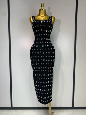 Rhinestone Bodycon Maxi Dress