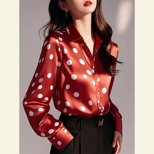 Polka Dot Satin Blouse